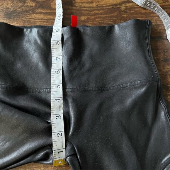 Spanx Faux Leather Moto Leggings Black Size Medium Shaping Waistband - Picture 12 of 14